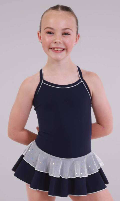 Baby Leo + 2 Layer Skirt - White Sparkle + Dance Studio Uniform