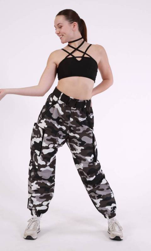 CAMO - COMPTON PANTS - Grey Camo + Black