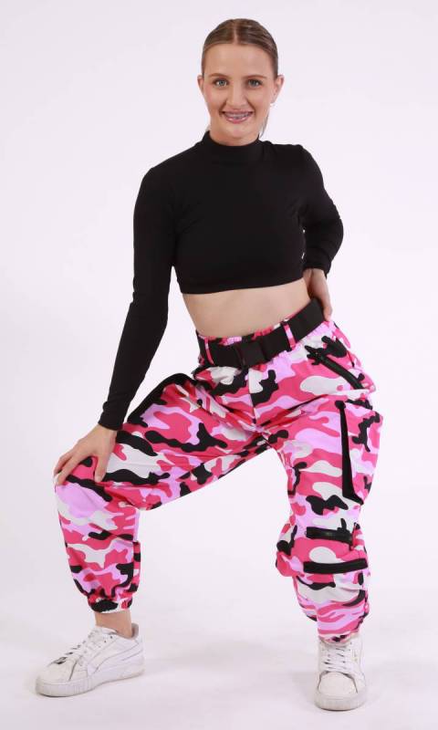 CAMO - COMPTON PANTS - Pink Camo + Black