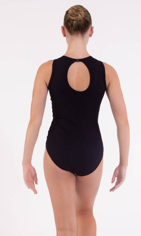 ZOEY - Mesh insert Leotard - photo - Black + Black