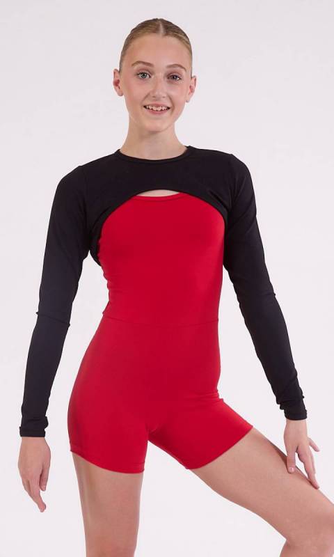 Long Sleeve Crop Shrug - Black Supplex pictured with Cami shortard which is sold separately