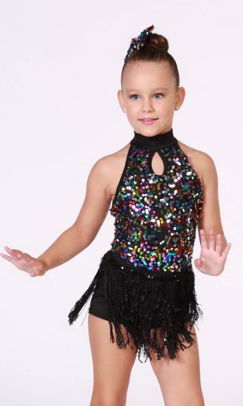 RHYTHM IS A DANCER  - Black and multi sequins - pink and blue tutu skirt 