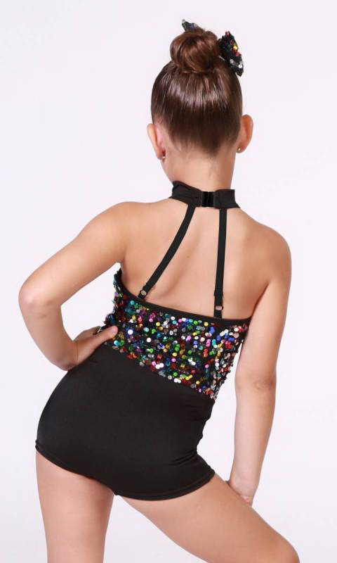 RHYTHM IS A DANCER  - Black and multi sequins - pink and blue tutu skirt 