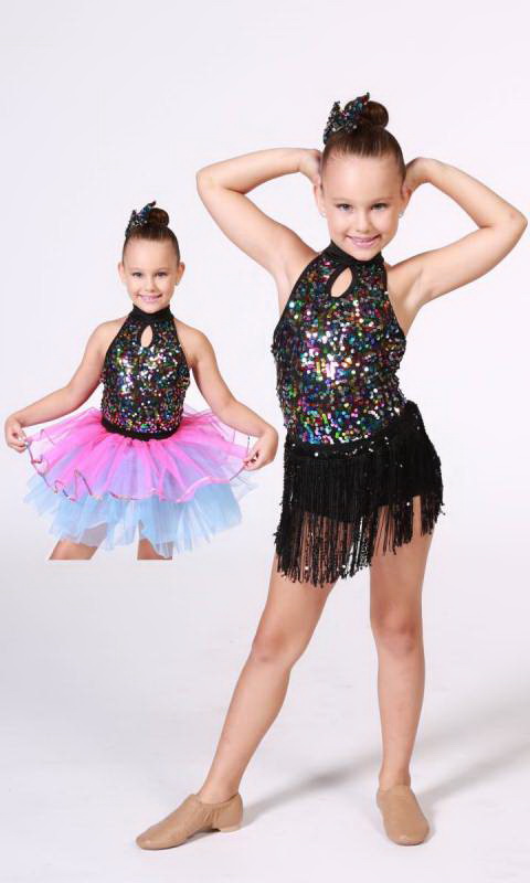 Black and multi sequins - pink and blue tutu skirt 