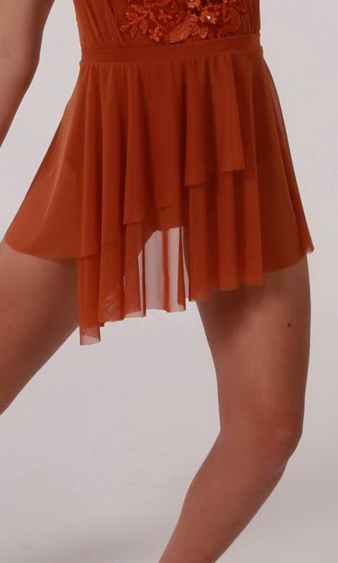 ELEGANCE - SHORT MESH SKIRT  - Copper