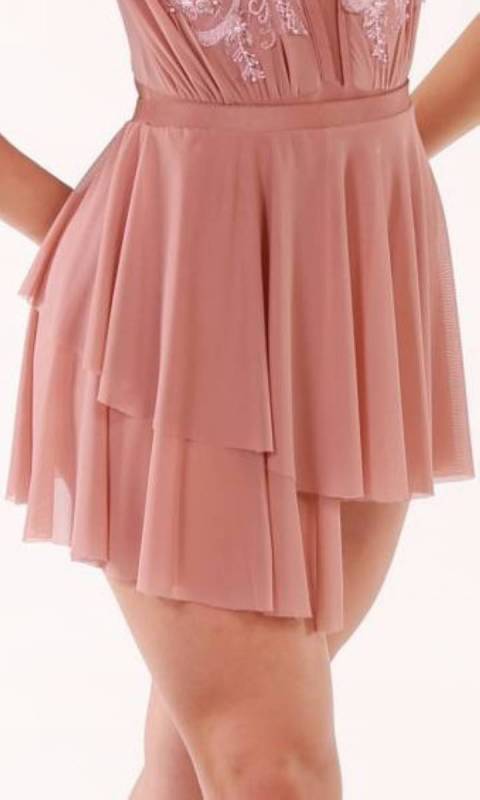 ELEGANCE - SHORT MESH SKIRT  - Dusty Pink