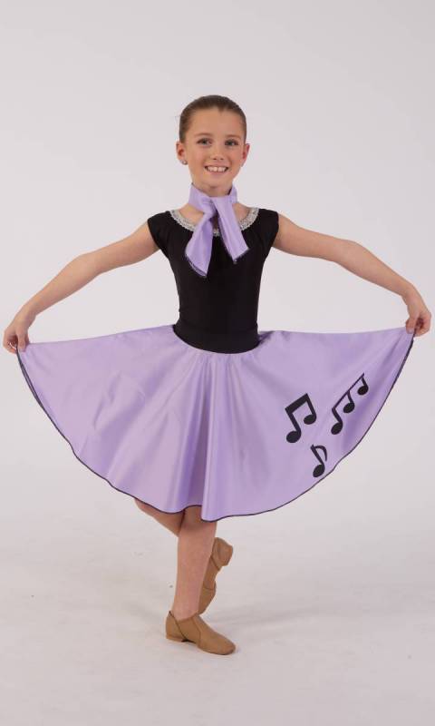 ROCK and ROLL MUSIC NOTE SKIRT with necktie - LILAC