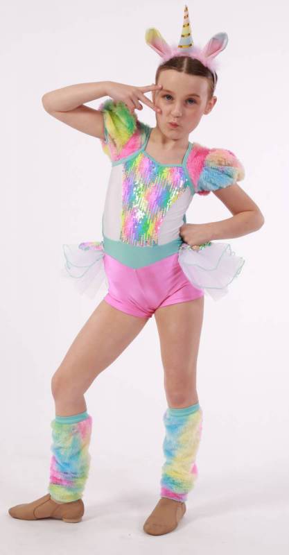 DREAMBUBBLE UNICORN + FUR LEGGINGS + HEADBAND - Multi-sequin + Pink + White + Aqua